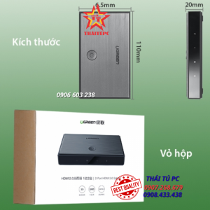 Bộ chia tín hiệu HDMI 2.0 1 ra 2 Ugreen 50707 hỗ trợ 4K2K@60Hz