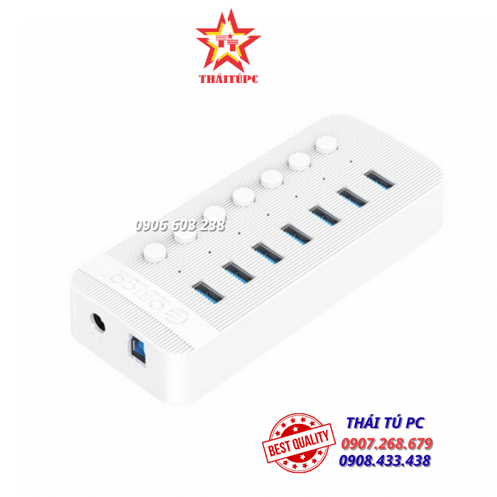 Bộ chia USB HUB 7 cổng USB 3.0 với các công tắc riêng lẻ Orico CT2U3-7AB-WH Bộ chia USB HUB 7 cổng USB 3.0 với các công tắc riêng lẻ Orico CT2U3-7AB-WH