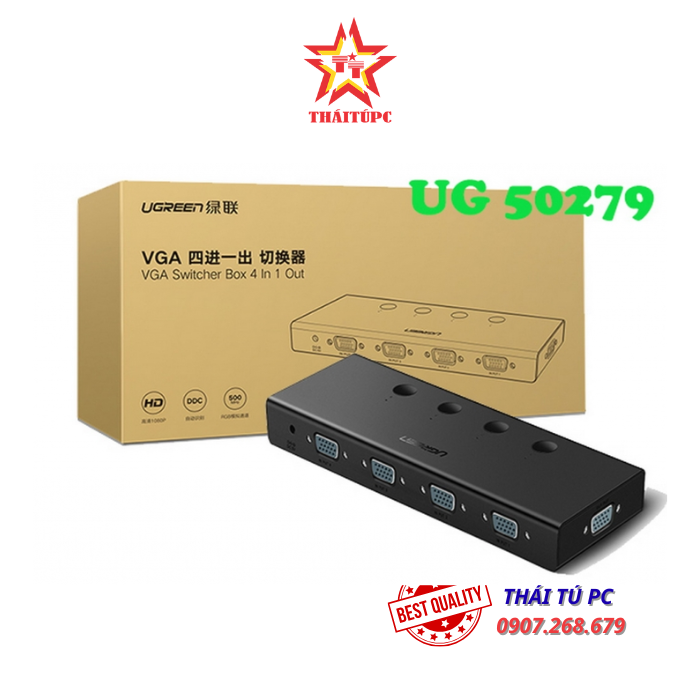 BỘ GỘP VGA 4 VÀO 1 RA HỖ TRỢ FULL HD 500MHZ CHÍNH HÃNG UGREEN 50279 CAO CẤP BỘ GỘP VGA 4 VÀO 1 RA HỖ TRỢ FULL HD 500MHZ CHÍNH HÃNG UGREEN 50279 CAO CẤP
