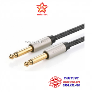 CÁP ÂM THANH 2 ĐẦU 6.5/6.35MM MONO/24K/OFC-26AWG BỌC LƯỚI CHỐNG RUNG, LOẠI NGẮN 2 MÉT UGREEN 10638 (MÀU ĐEN)