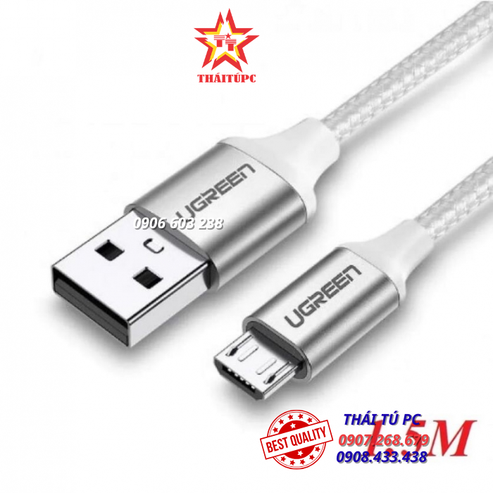 CÁP MICRO USB 2.0 BỌC NHÔM CHỐNG NHIỄU US290 UGREEN 60152 1.5M CÁP MICRO USB 2.0 BỌC NHÔM CHỐNG NHIỄU US290 UGREEN 60152 1.5M
