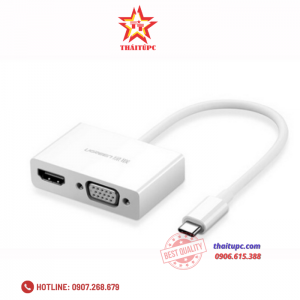Cáp chuyển USB Type C To HDMI và VGA Chính hãng Ugreen 30843