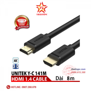 Cáp HDMI  Unitek chính hãng cao cấp 1.4 (8m) (Y-C 141M)