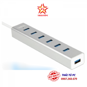 Bộ chia 7 cổng USB 3.0 chính hãng Unitek Y-3090 vỏ nhôm hỗ trợ nguồn cao cấp