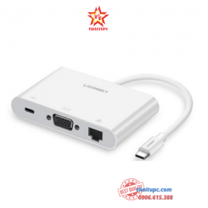 Ugreen UG 30439 - cáp chuyển USB Type C ra VGA + USB 3.0 hỗ trợ Lan 10/100Mbps